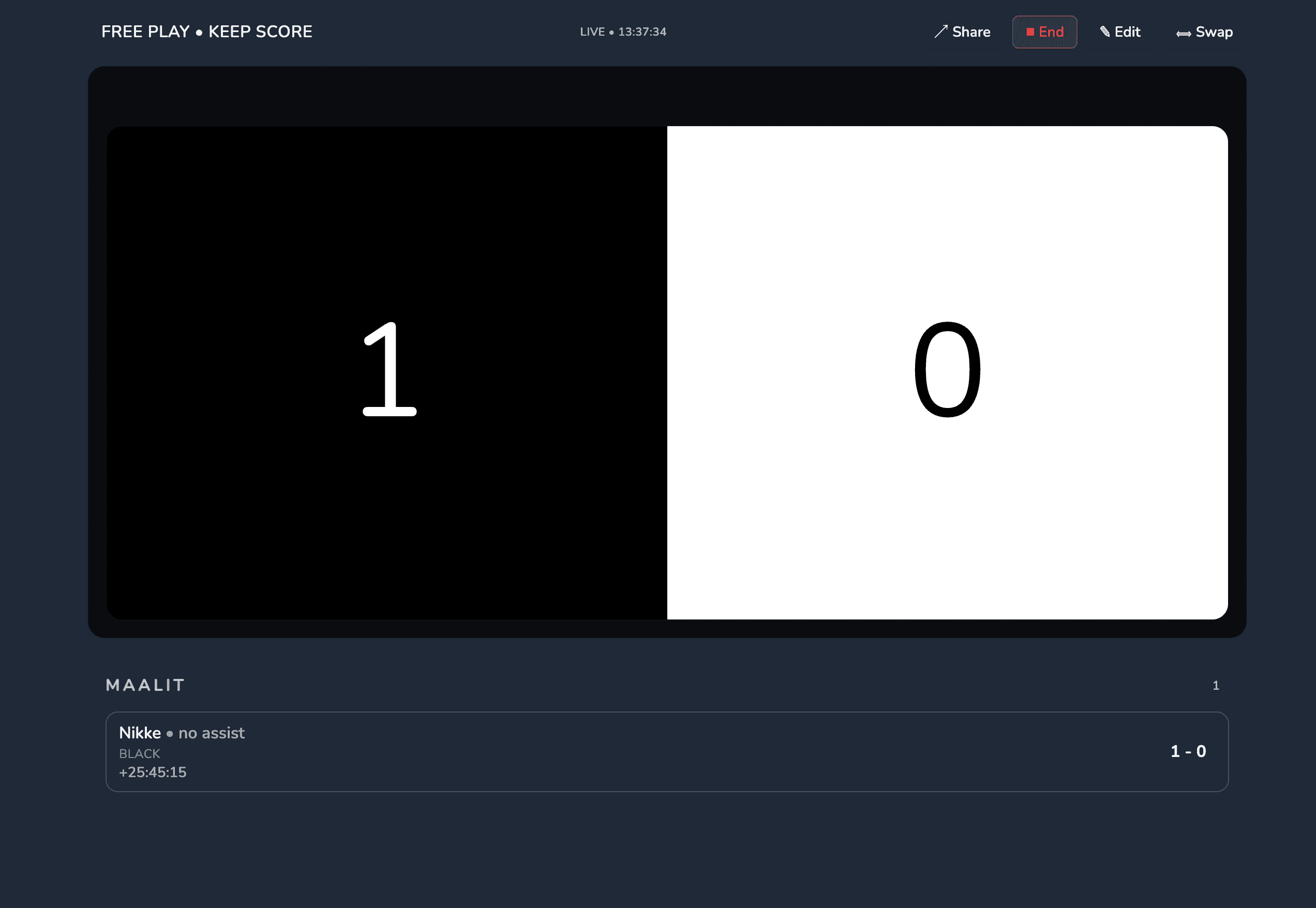 Reaaliaikainen peliseuranta kentän laidalla
